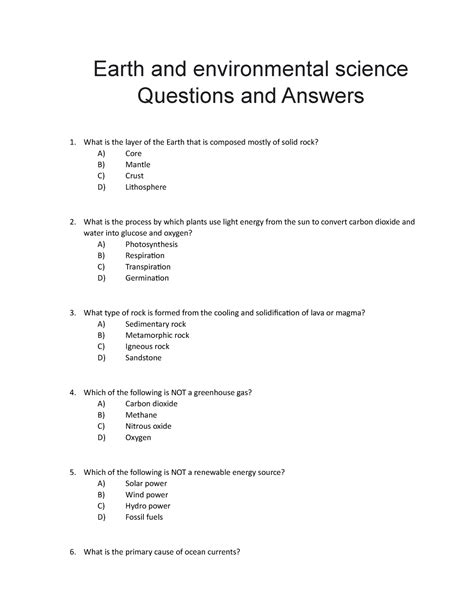 Environmental Questions And Answers PDF