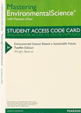 Environmental Science Blackboard Access Card Toward a Sustainable Future Epub