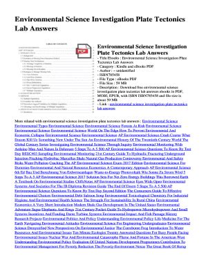 Environmental Science Investigation Plate Tectonics Lab Answers Doc