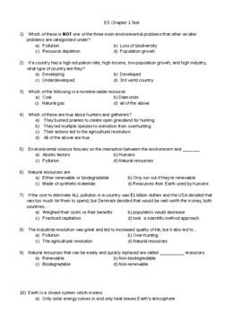 Environmental Science Test Questions And Answers Reader