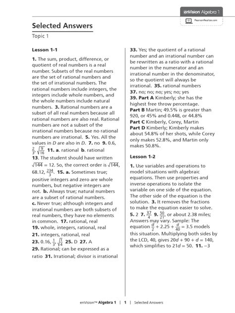 Envision Math Answers Of Pdf Doc Reader