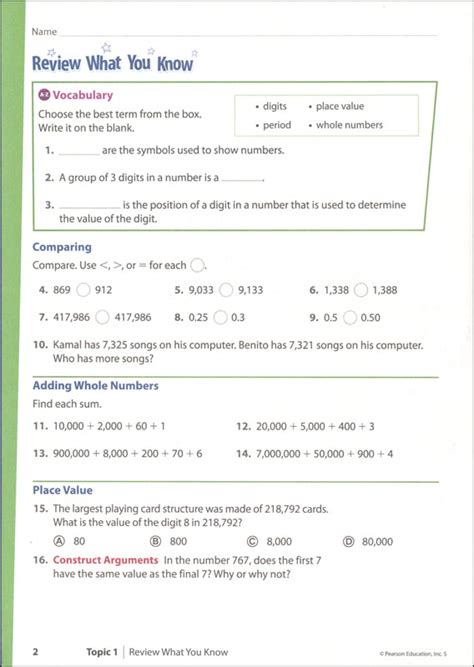 Envision Math Workbook Grade 5 Answers Epub