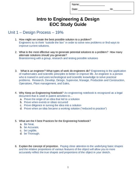 Eoc Study Guide Engineering Answers Ebook PDF