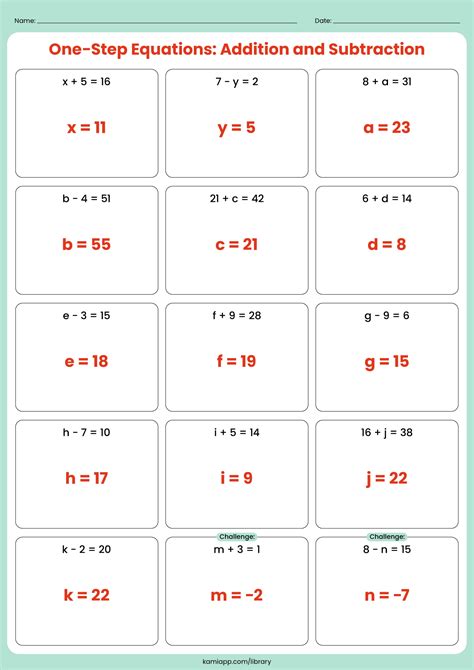 Equation Challenge Answer Key Reader