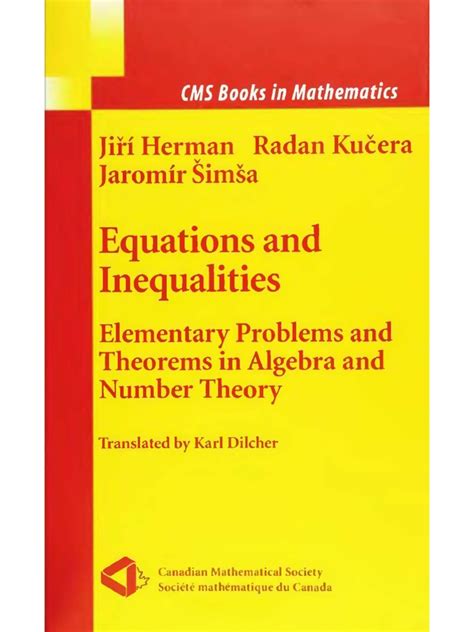 Equations and Inequalities Elementary Problems and Theorems in Algebra and Number Theory PDF