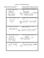 Equilibrium Constant K Worksheet With Answers Epub