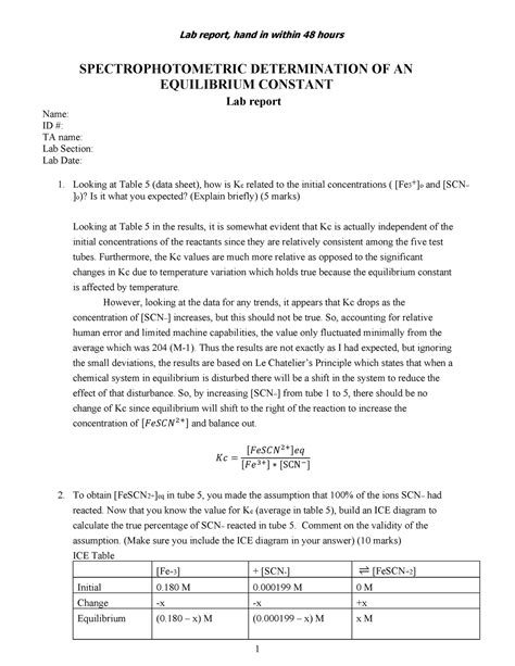 Equilibrium Constant Lab Report Answers Kindle Editon