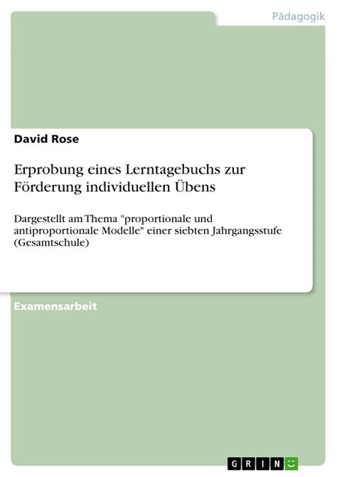 Erprobung eines Lerntagebuchs zur Förderung individuellen Übens German Edition PDF