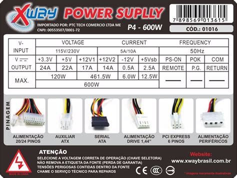 Especificações e benefícios da fonte de 600W: