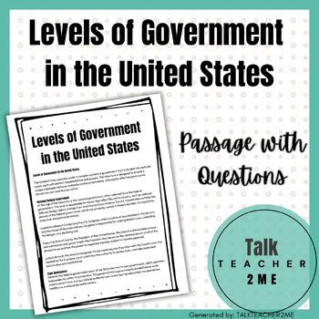 Essay Passage and Questions About U.S. Government