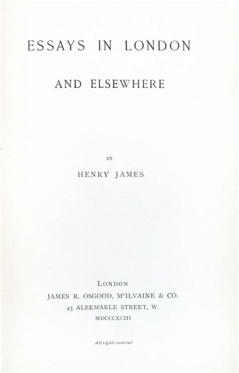 Essays in London and Elsewhere Doc