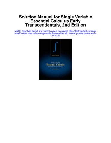 Essential Calculus 2nd Edition Solutions Manual 2 Reader