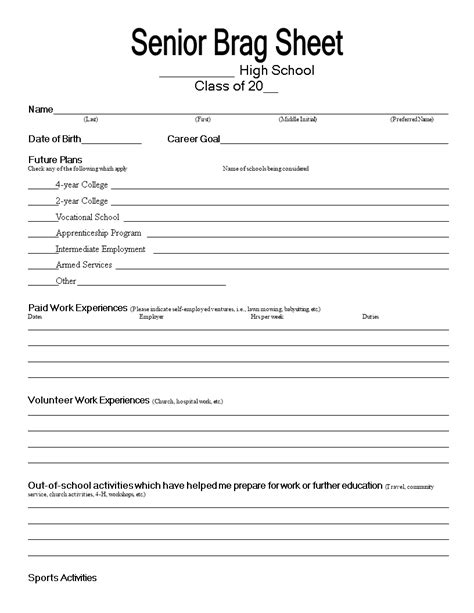 Essential Elements of a Senior Brag Sheet