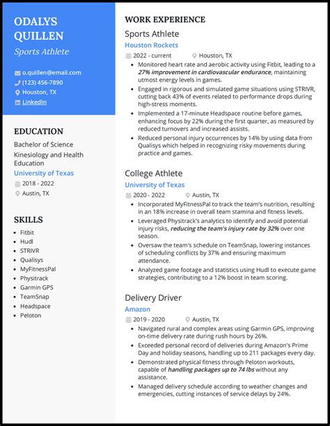 Essential Elements of a Sports Resume