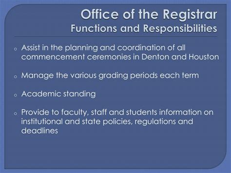 Essential Functions of the Registrar's Office