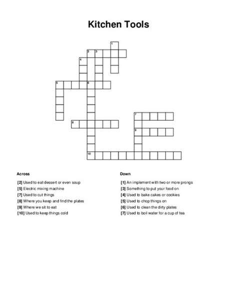 Essential Kitchen Tools: A Crossword Crossword Puzzle Glossary