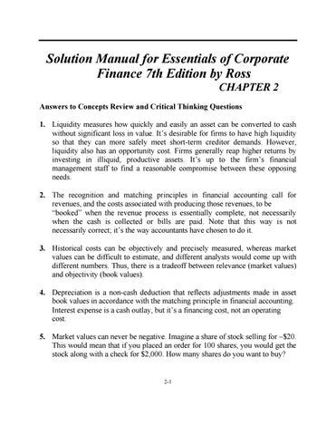 Essentials Corporate Finance 7th Edition Answers Kindle Editon