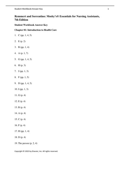 Essentials For Nursing Assistants Workbook Answers Doc