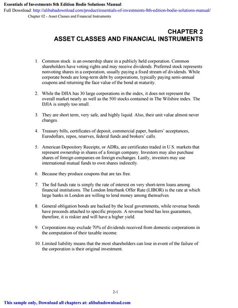 Essentials Of Investments 8th Edition Solutions Manual Free Kindle Editon