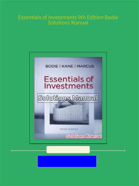 Essentials Of Investments Solutions Manual Pdf Kindle Editon