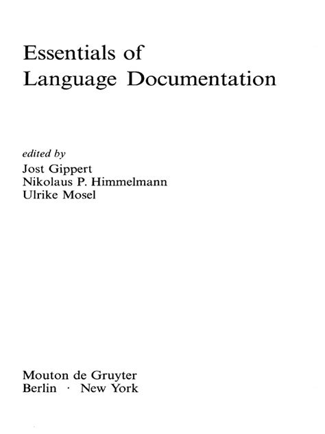 Essentials of Language Documentation Epub