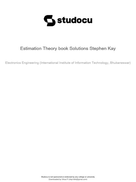 Estimation Theory Kay Solutions PDF