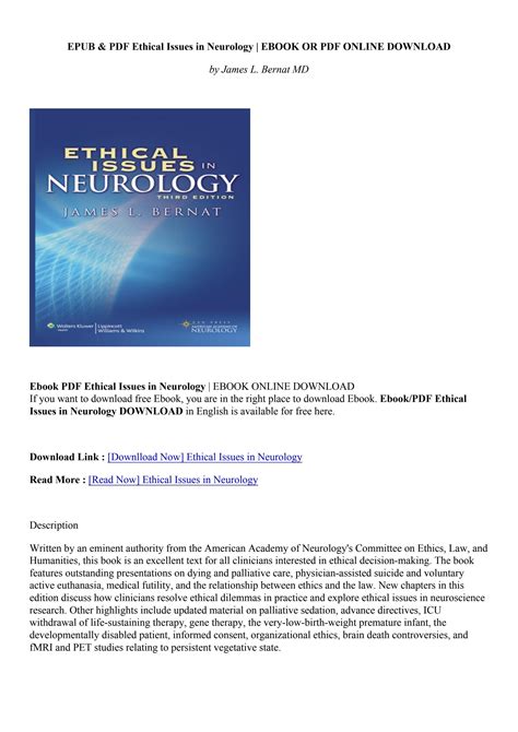Ethical Issues in Neurology 2nd Edition Doc
