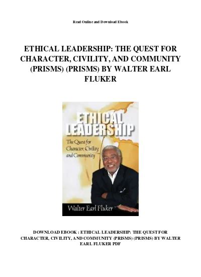 Ethical Leadership: The Quest for Character, Civility, and Community (Prisms) (Prisms) Ebook Epub