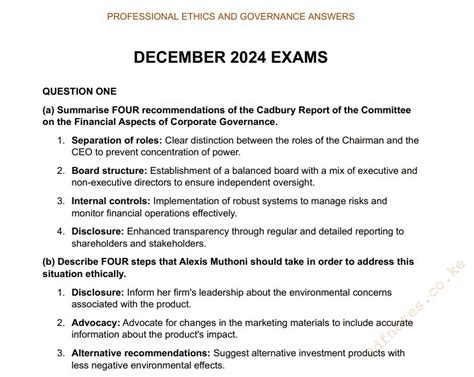 Ethics And Governance Past Exam Papers Answers PDF