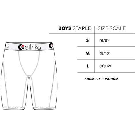 Ethika Size Chart