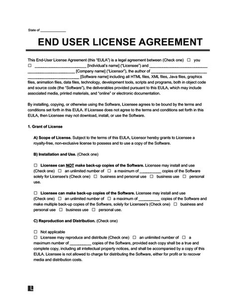 Eula Software License Agreement Template