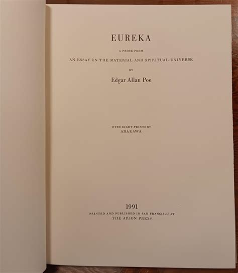 Eureka An Essay On The Material And Spiritual Universe PDF