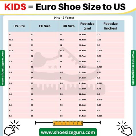 Euro Size Chart To Us