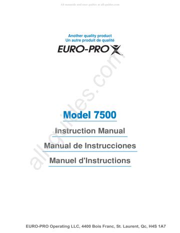 Euro-Pro 7500 Ebook PDF