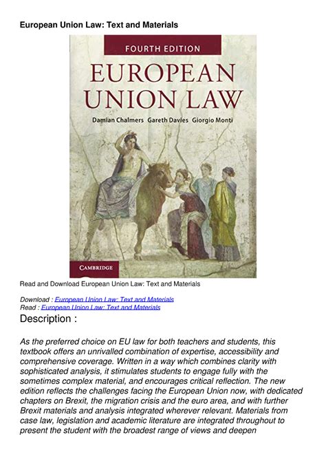 European Union Law: Text and Materials Ebook Reader