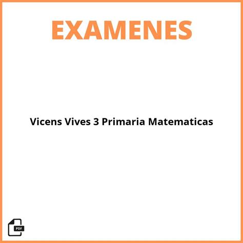 Evaluaciones 3 Primaria Matematicas Vicens Vives Ebook Doc