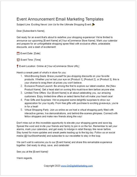 Event Announcement Email Template