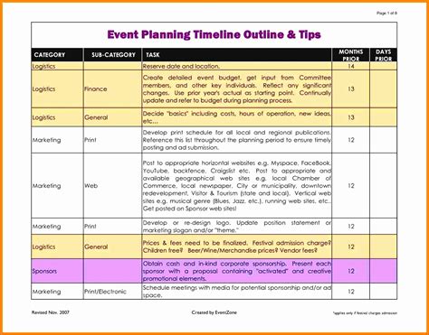 Event Planning Template Excel Free