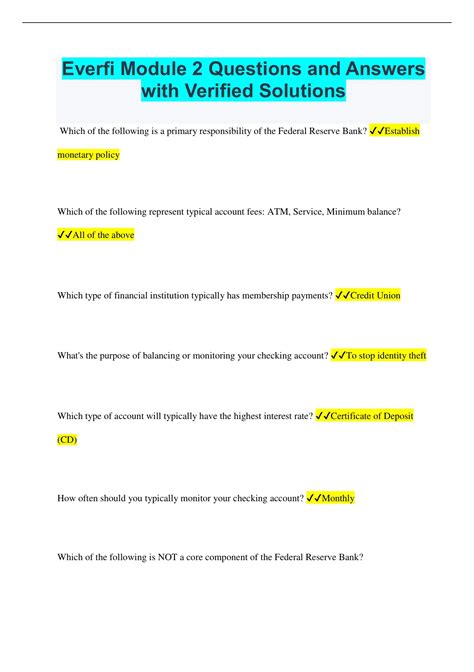 Everfi Module 2 Lesson 5 Quiz Answer Reader