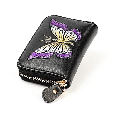 Everun Leather Wallet Purple Butterfly Doc