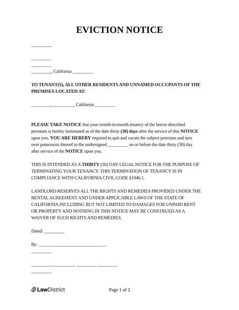 Eviction Notice Template Free