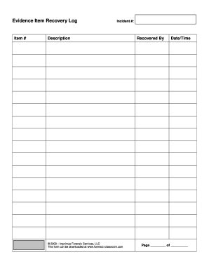 Evidence Log Template