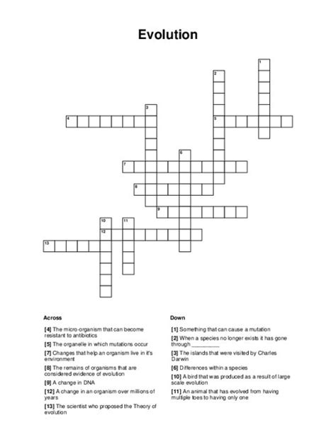 Evolution Crossword Puzzle And Answer Key Reader