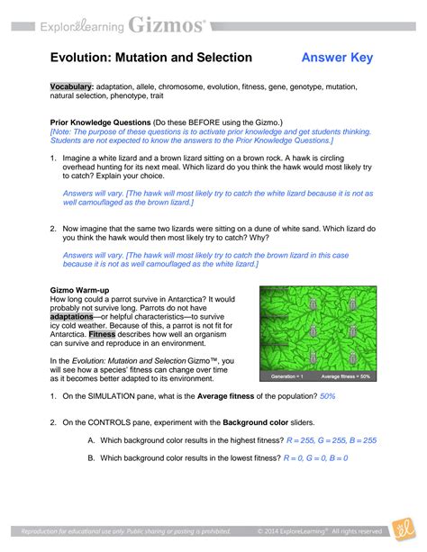 Evolution Mutation And Selection Answers PDF