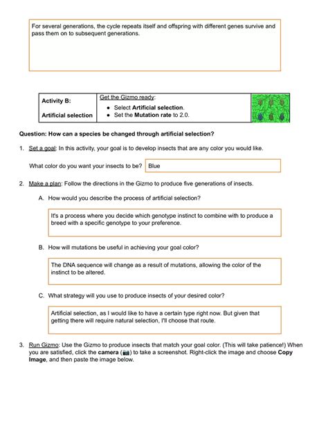 Evolution Natural And Artificial Selection Gizmo Answers Reader