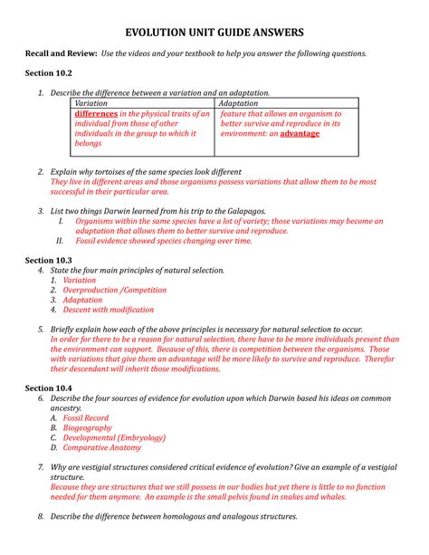 Evolution Unit Review Crosswords Answer Sheet Kindle Editon