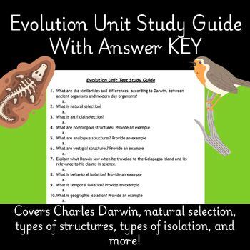 Evolution Unit Test Answers Key PDF