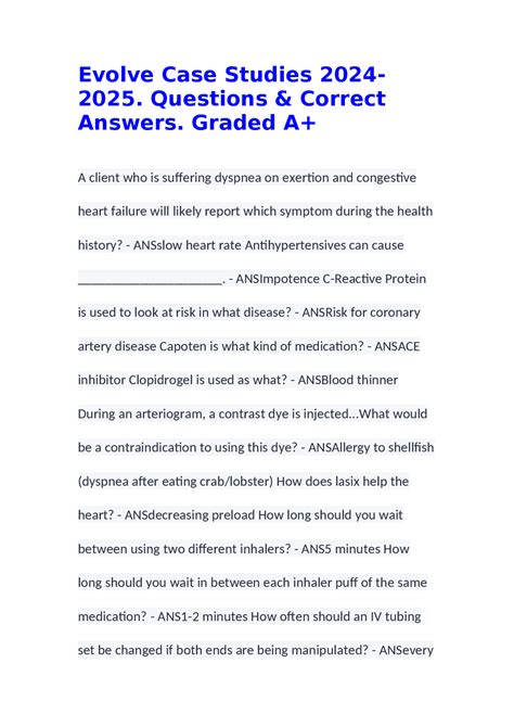 Evolve Case Study Answers Diabetes PDF