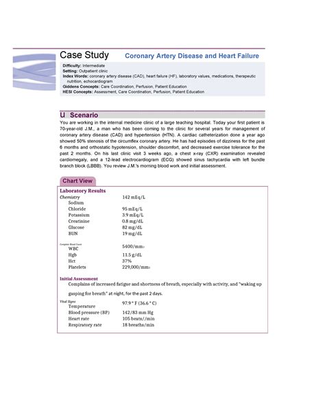 Evolve Case Study Coronary Artery Disease Answers Doc