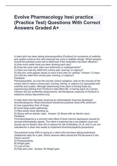 Evolve Hesi Pharmacology Practice Test Answers Doc